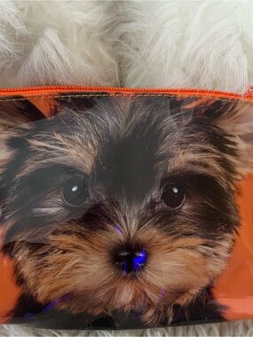 Cute Puppy Print Cosmetic Bag - Orange